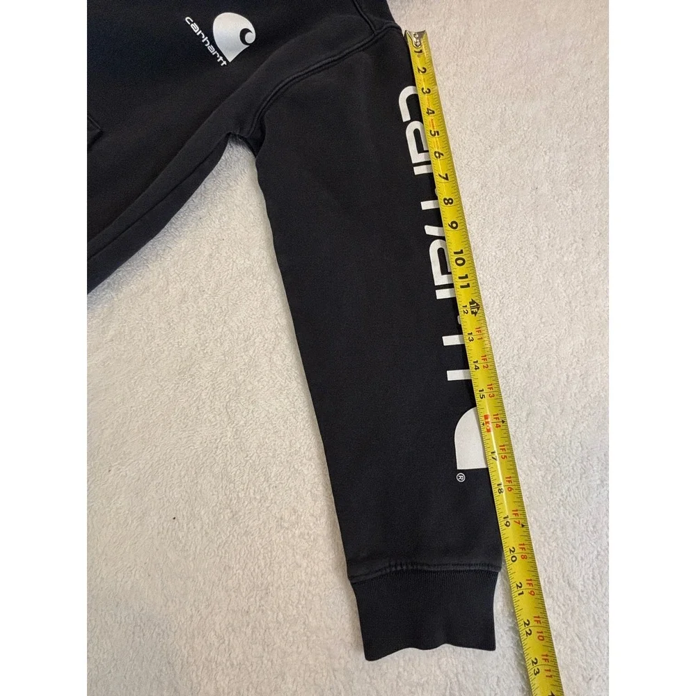 Carhartt Kids Black Logo Graphic Hoodie Sweatshirt Boys Large 14-16 Fleece - Picture 5 of 5